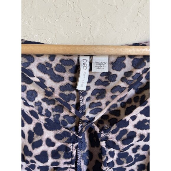 CATO Keyhole Neck Sheer Leopard Cheetah Animal Print Tunic Top Ruffle Bell Sleev - Picture 7 of 7